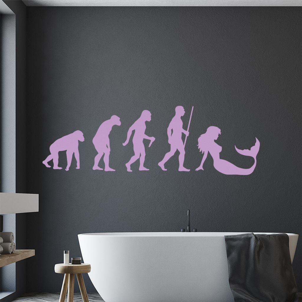 Meerjungfrau Evolution Wandtattoo Wandaufkleber Wall Sticker - Dekoration, Küche, Wohnzimmer, Schlafzimmer, Badezimmer