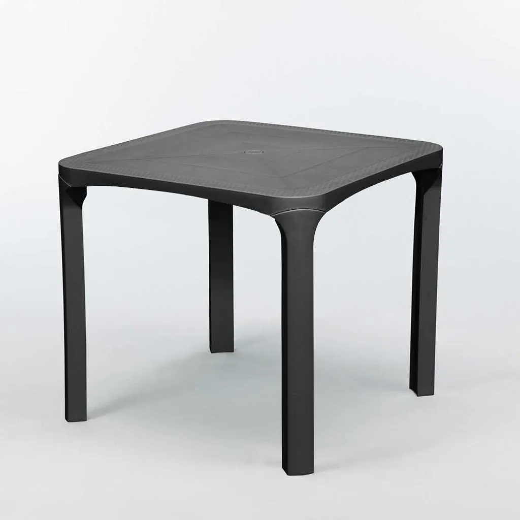 Table d'extérieur Olè Grandsoleil Noire en Résine Effet Rotin Tressé