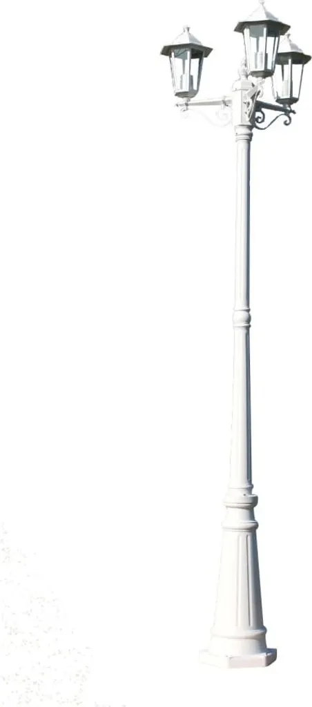 Lanterne de jardin 3 flammes 215 cm blanc pour éclairage parc et allée