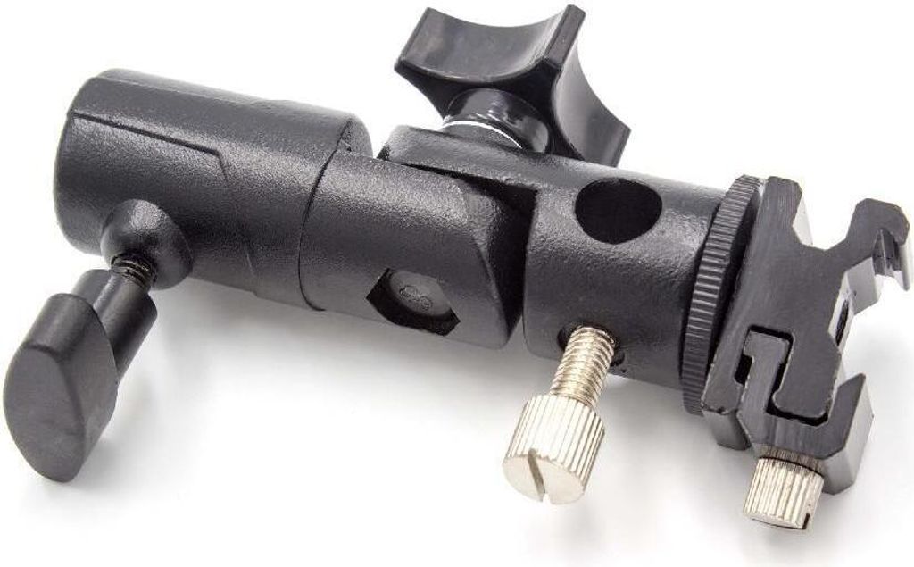 vhbw Universal Blitz-Halterung Typ D für diverses Blitz-Zubehör, Foto-Zubehör - Blitzneiger Schwarz, Aluminium (eloxiert)