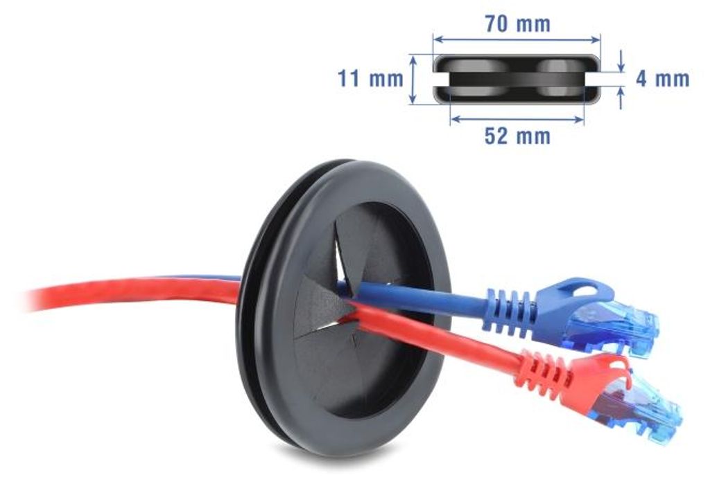 Delock Gummi Kabeldurchführung rund Ø 60 mm schwarz