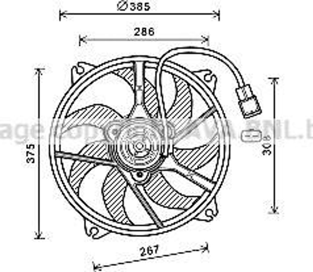 AVA PE7556 Kühlerlüfter OE 9828719880 kompatibel mit Berlingo, C4er, C4, DS4, DS5, 3008, 307, 308, 5008, Partner, RCZ
