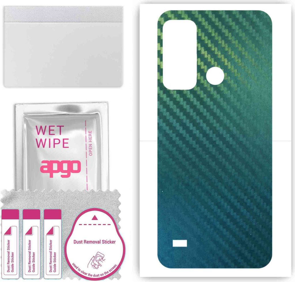apgo Rückseite Schutzfolie, Skin, kompatibel mit ZTE Blade A53, Hinten Displayschutzfolie aus Vinylfolie, kratzfest, einfache Montage - Kohlenstof...