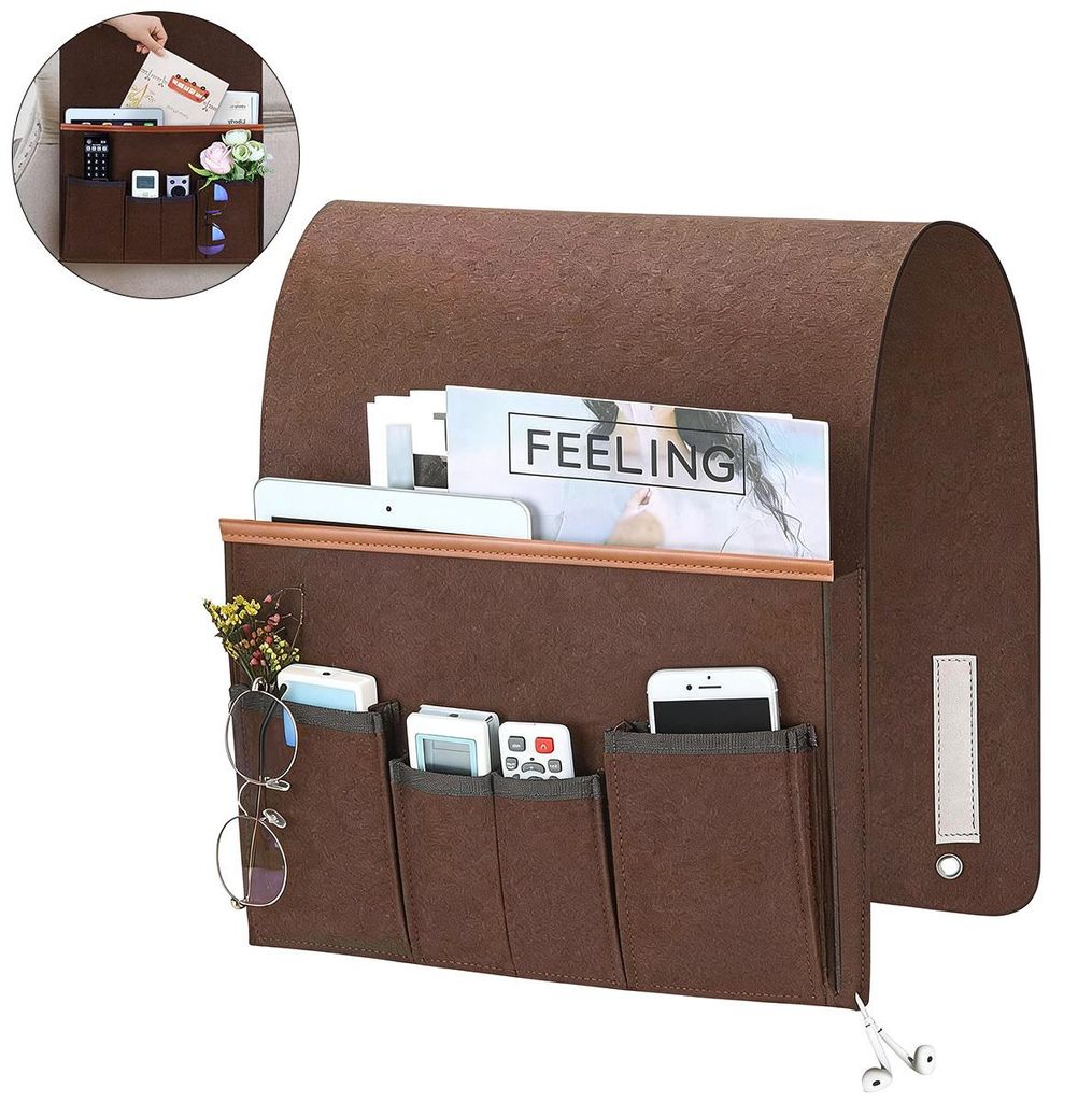 Armlehnen Organizer Filz, Sofa Tasche mit 5 Fächern, rutschfest & stabil, für Bett, Sofa & Sessel, Aufbewahrung für Bücher, Tablet & Fernbedienung