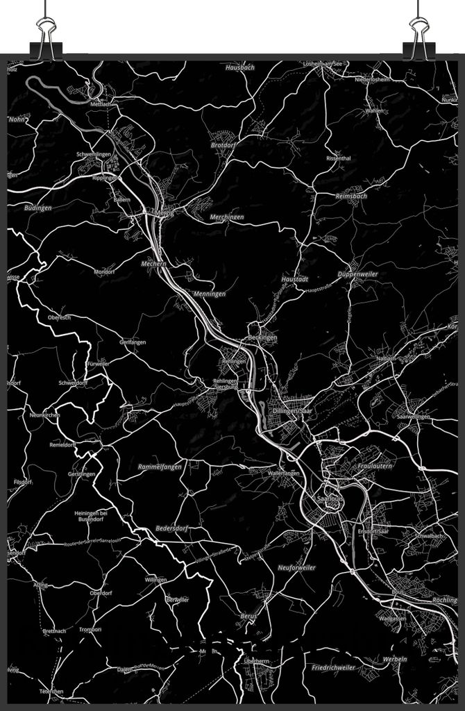 Mr. & Mrs. Panda Bild Rehlingen-Siersburg DIN A2 - Geschenk, Deko, wandkunst, drucke, Stadt, wanddeko, Dorf Karte Landkarte Map Stadtplan, Plakat