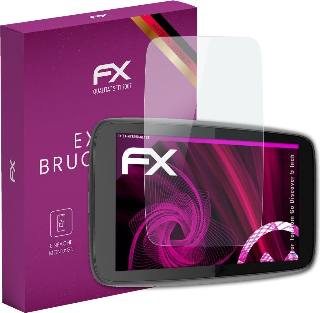 atFoliX FX-Hybrid-Glass Displayfolie kompatibel mit TomTom Go Discover (5 Inch) Glasfolie