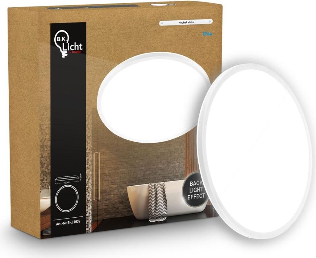 Plafonnier LED salle de bain projections d'eau plat, blanc Image du produit 