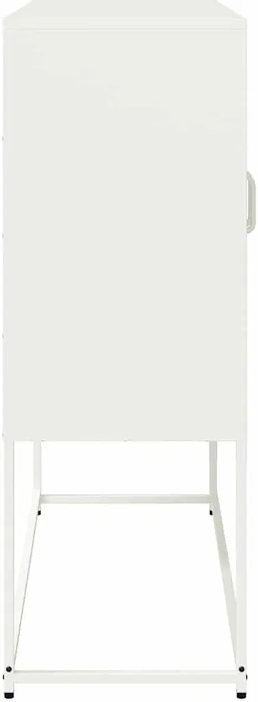 Mobile Credenza vidaXL in Acciaio Bianco - Organizzazione Ufficio 107cm - 7