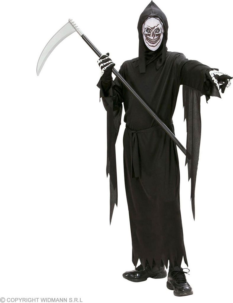 Kinder Kostüm Sensenmann - Robe, Gürtel, Maske mit Kapuze Produktbild 1