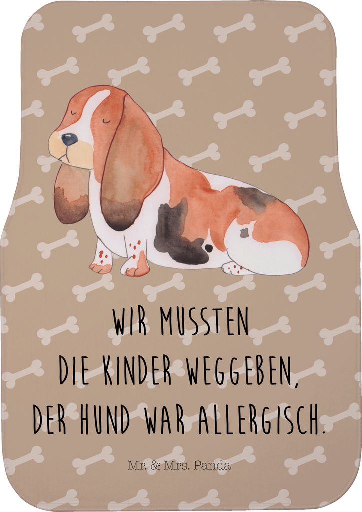 Mr. & Mrs. Panda Fußmatte Auto Hund Basset Hound - Hundeglück - Geschenk, Automatte, Hundeliebe, Süß, Sprüche, Teppich, Autoteppich, Fürs