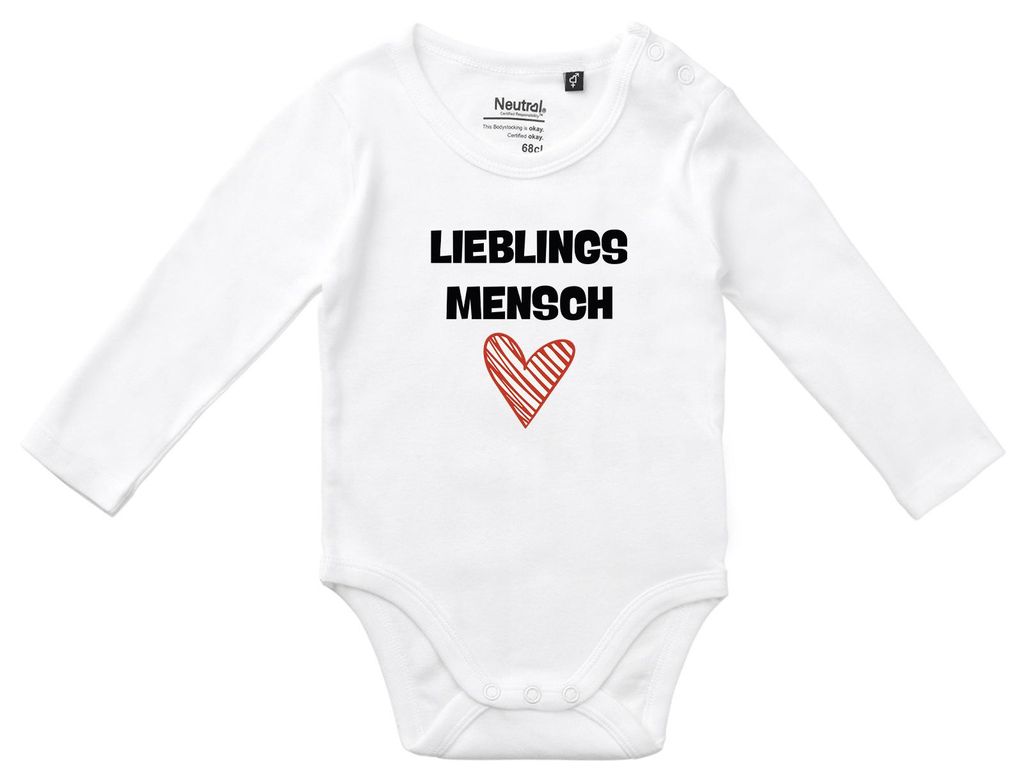 Huuraa Baby Body Lieblingsmensch Herz 74 White Baumwolle Fairtrade Langarmbody Geschenkidee