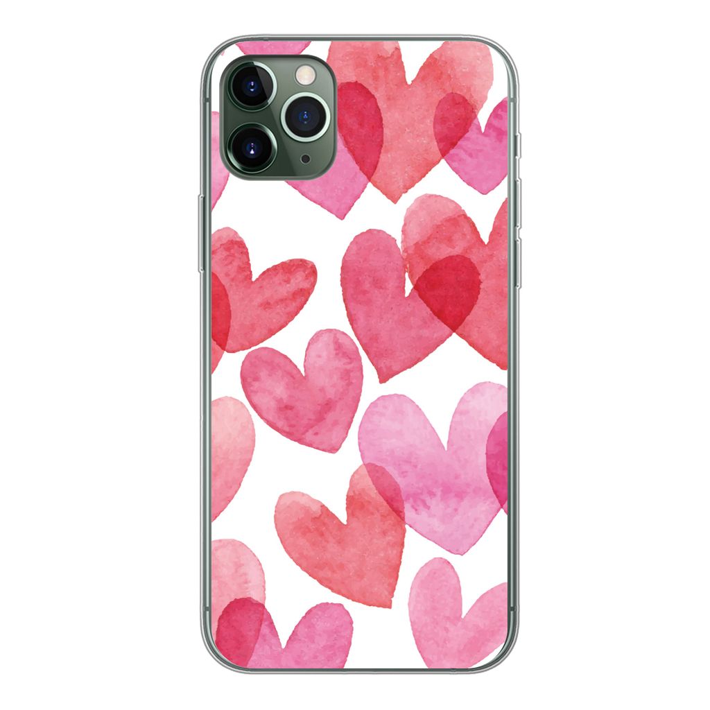 MuchoWow Handyhülle Schutzhülle Hülle für iPhone 11 Pro Max Ein Aquarell mit Herz-Illustration Silikon Softcase Handy Hülle - Schutz