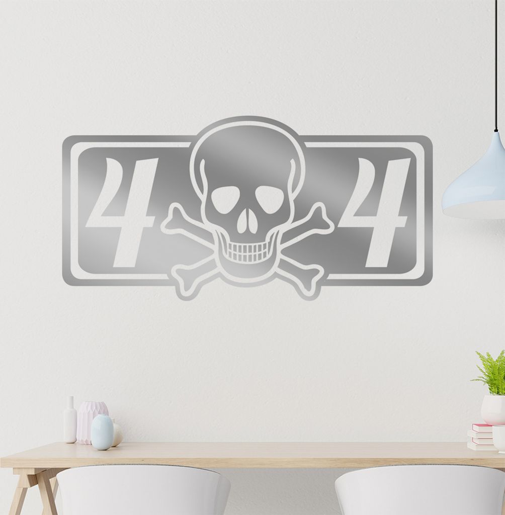 4 x 4 Totenkopf Wandtattoo in 6 Größen - Wandaufkleber Wall Sticker - Dekoration, Küche, Wohnzimmer, Schlafzimmer, Badezimmer