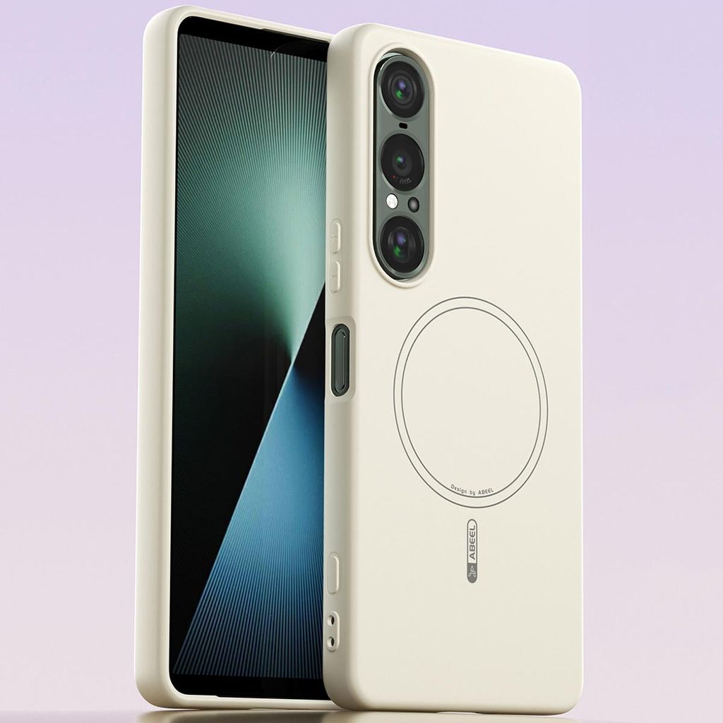Magnetische Handyhülle für Sony Xperia 1 VII, MagSafe kompatible, Flüssig Silikon Stoßfest Kratzfest Hülle Beige