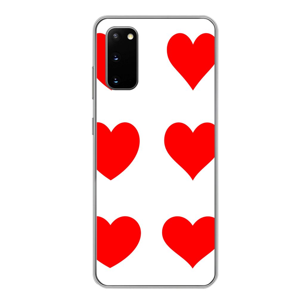 MuchoWow Handyhülle Schutzhülle Hülle für Samsung Galaxy S20 Eine Illustration mit neun roten Herzen Silikon Softcase Handy Hülle - Bild
