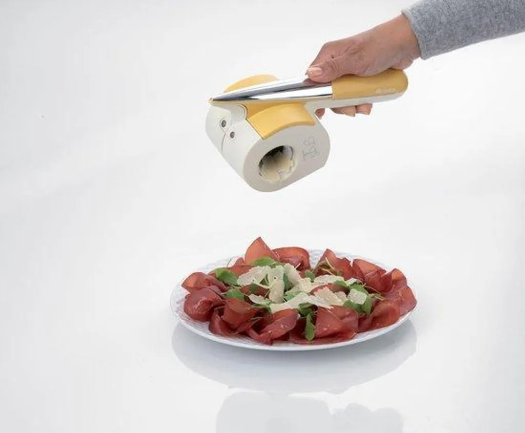 Râpe à fromage sans fil étanche avec tambours amovibles inox et blanc