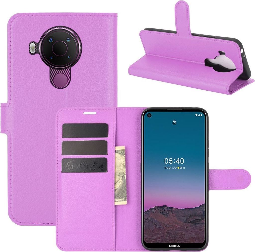 König Design Hülle kompatibel mit Nokia 45021 Kunstleder Handyhülle - Handy Case Violett