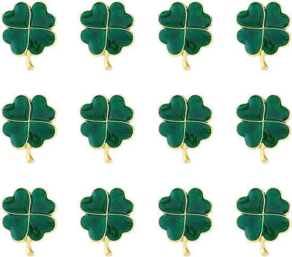 Trèfle à quatre feuilles en broche : lot de 12 pour cadeaux et événements