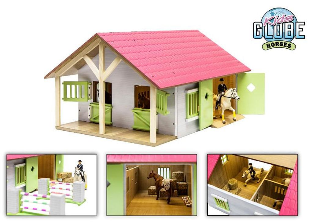Kids Globe Pferdestall mit 2 Boxen und Lager 1:24 Produktbild 