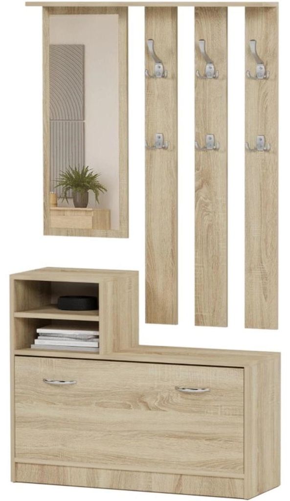 Garderobe - Eiche Sonoma - 90 x 30 x 160 cm - Modern V-1 Produktbild 
