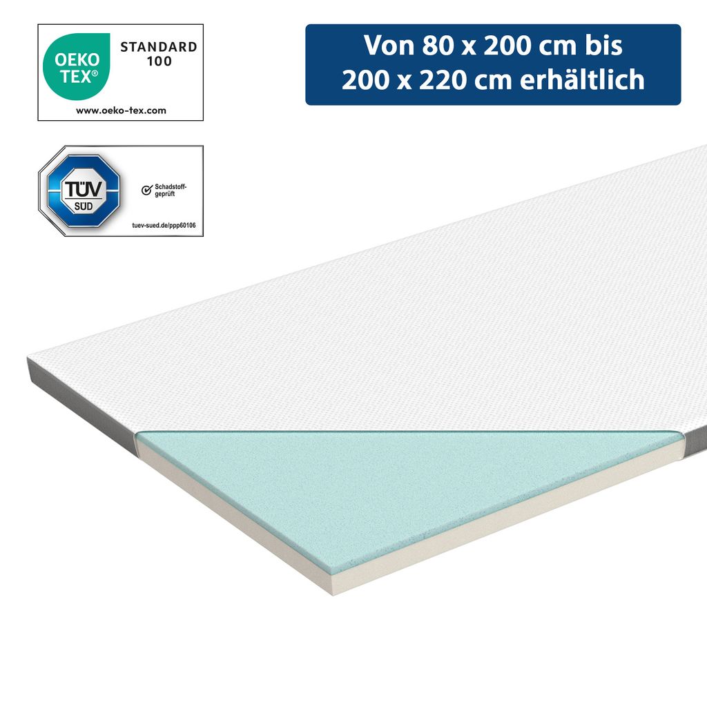 Genius eazzzy Topper Trend, 200x 200x 5 cm Matratzentopper, atimungsaktiv, Memory Schaum, Allergiker geeignet Matratzenauflage mit abnehmbarem Bezug