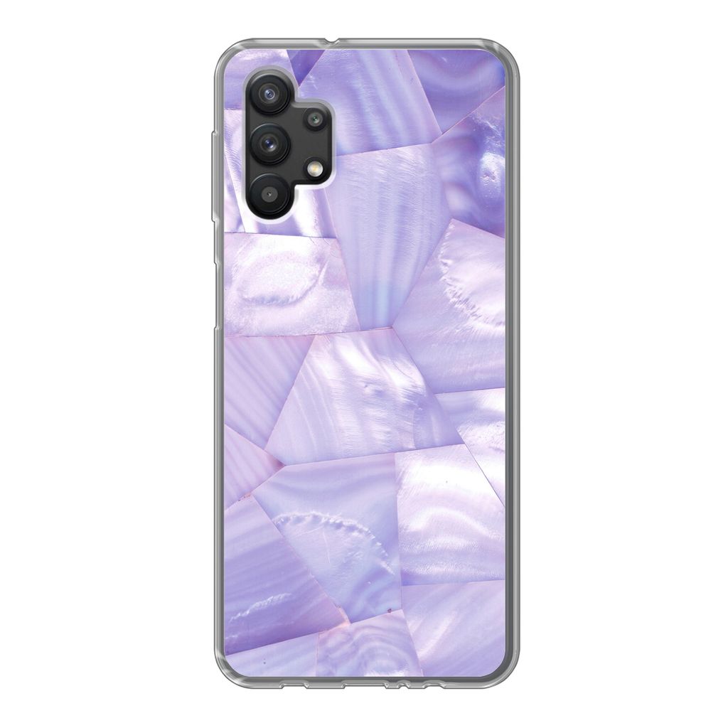 MuchoWow Handyhülle Schutzhülle Hülle für Samsung Galaxy A32 5G Naturstein - Muster - Perlmutt Silikon Softcase Handy Hülle - Softcase