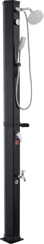 Douche solaire de 40L noire avec mitigeur et rince-pieds pour jardin