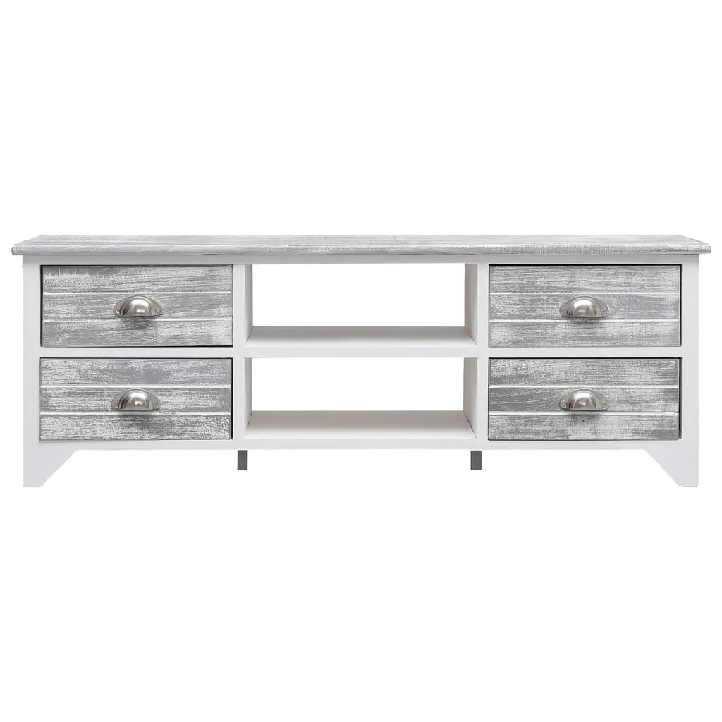 Support TV 108x30x40 cm bois massif blanc et gris idéal petit salon