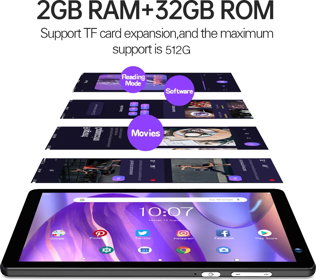 Tablette de Voyage 7 Pouces Pritom Tronpad - Android 11 WiFi Bluetooth