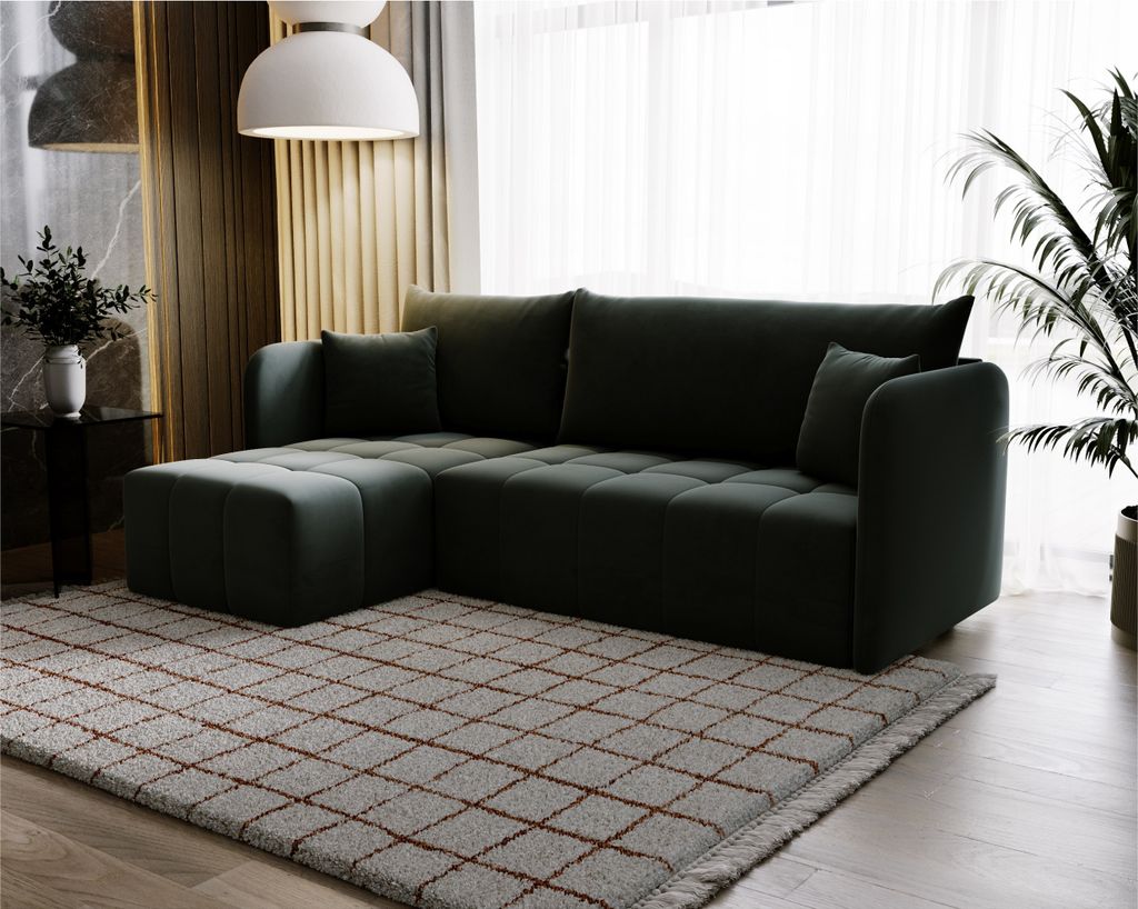 FURMEB PEROO Ecksofa L-Form Schlafsofa Schlaffunktion 210x140x91 cm Graphit