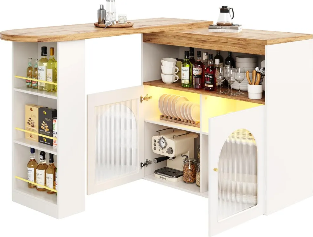 Table de bar extensible 138-193cm blanche à LED modèle Nova-X - 14