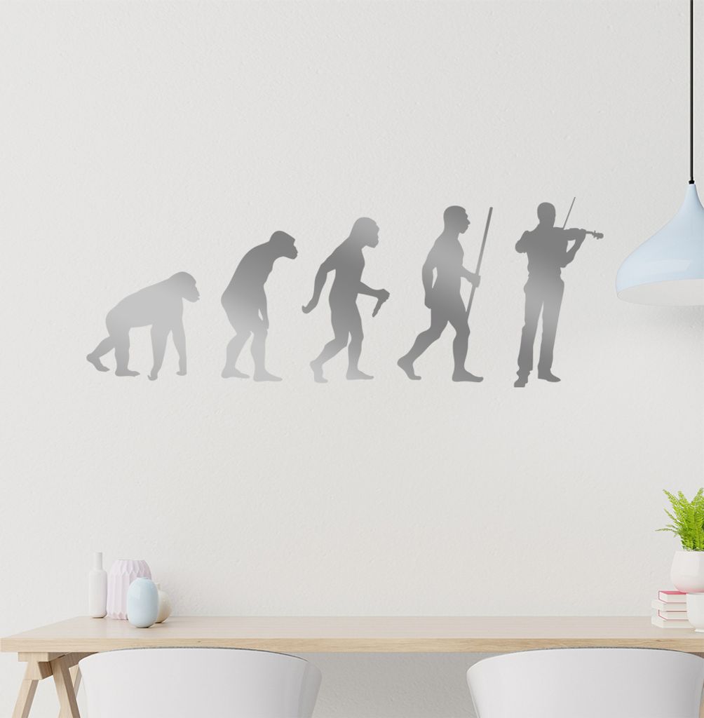 Violinist Geiger Evolution Wandtattoo Wandaufkleber Wall Sticker - Dekoration, Küche, Wohnzimmer, Schlafzimmer, Badezimmer