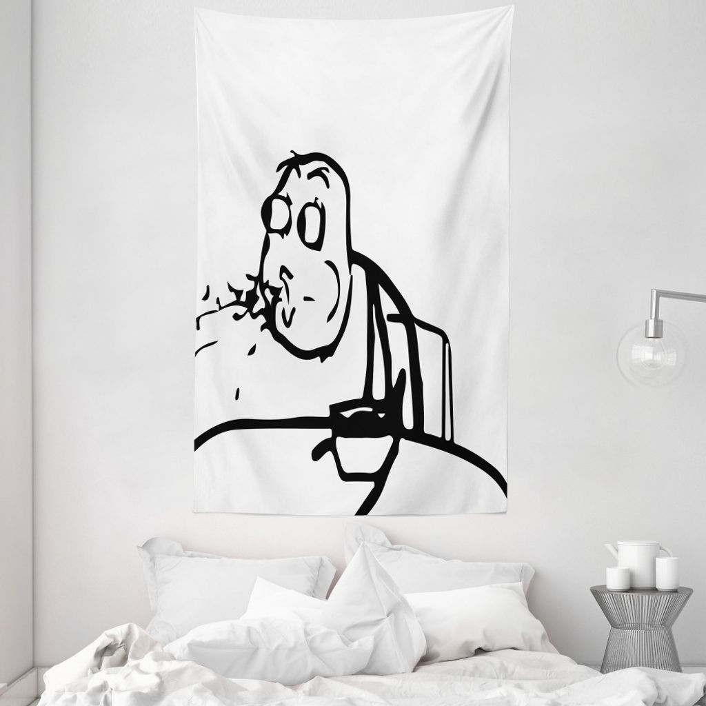 ABAKUHAUS Humor Wandteppich und Tagesdecke, Wierd Meme Troll Comics aus Weiches Mikrofaser Stoff Waschbar ohne Verblassen Digitaldruck, 140 x 230 c...