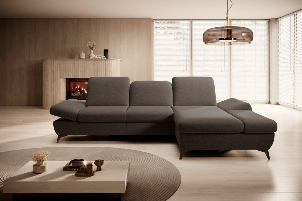 Masseno Ecksofa FELICE R-S mit Schlaffunktion L-Form, Sofa mit Bettkasten, Wohnzimmersofa, Couch, Soffa, Bettsofa, Couchgarnitur- Braun, LOFT 5