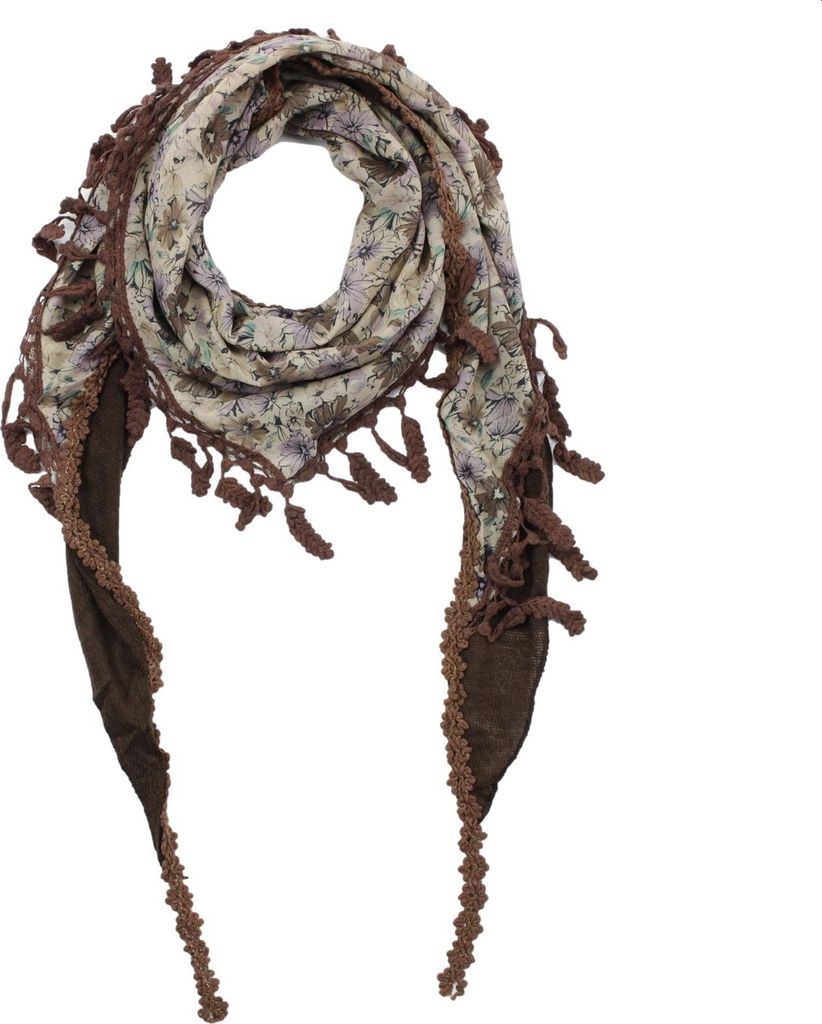 Dreiecktuch - Blumenmuster 1 - hellbraun - dunkelbraun - Halstuch