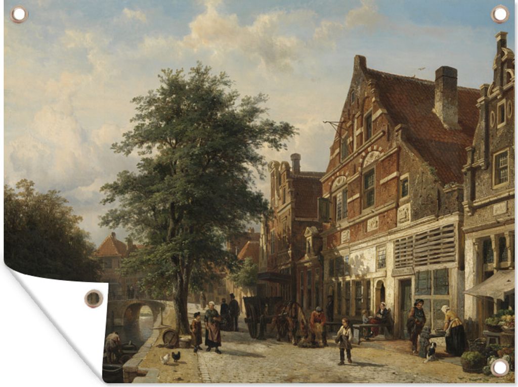 MuchoWow 80x60 cm Outdoor-Poster Gartendeko Sichtschutz Garten Poster für den Garten Der Zuiderhavendijk in Enkhuizen - Gemälde von Cornelis S...