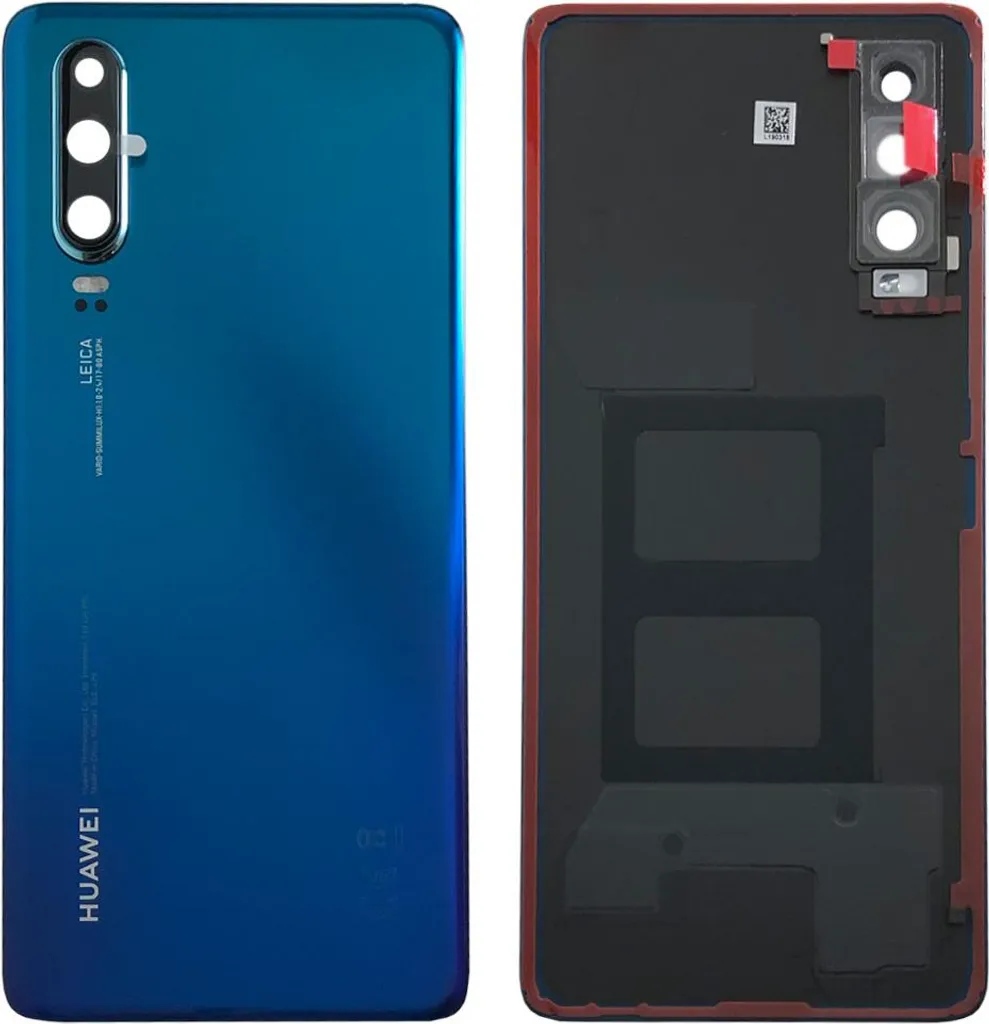 Cache batterie bleu Aurora Blue pour Huawei P30 finition premium