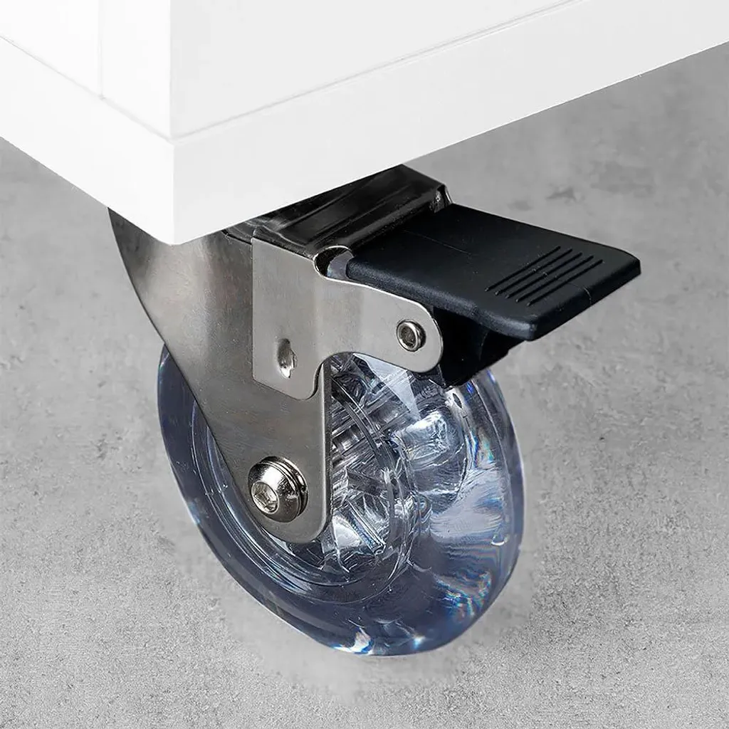 Kit de 4 roulettes transparentes Slip D75 avec platine de fixation - 6
