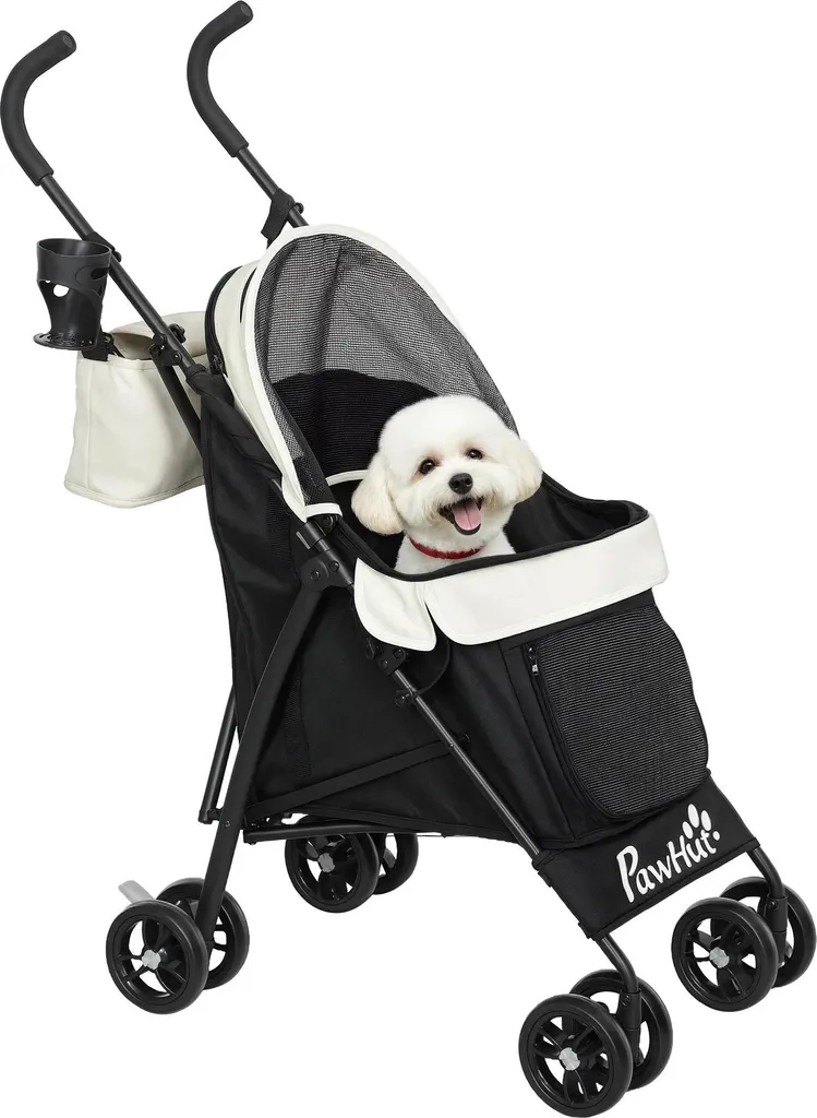 Buggy chiens à pliage parapluie - Poussette beige petits animaux 103 cm