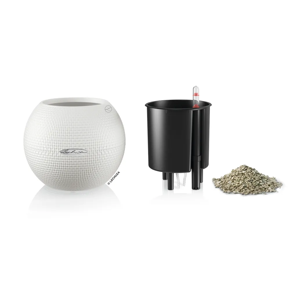 Pot avec réserve d'eau LECHUZA PURO 20 Blanc Ø 20 cm aspect tissage