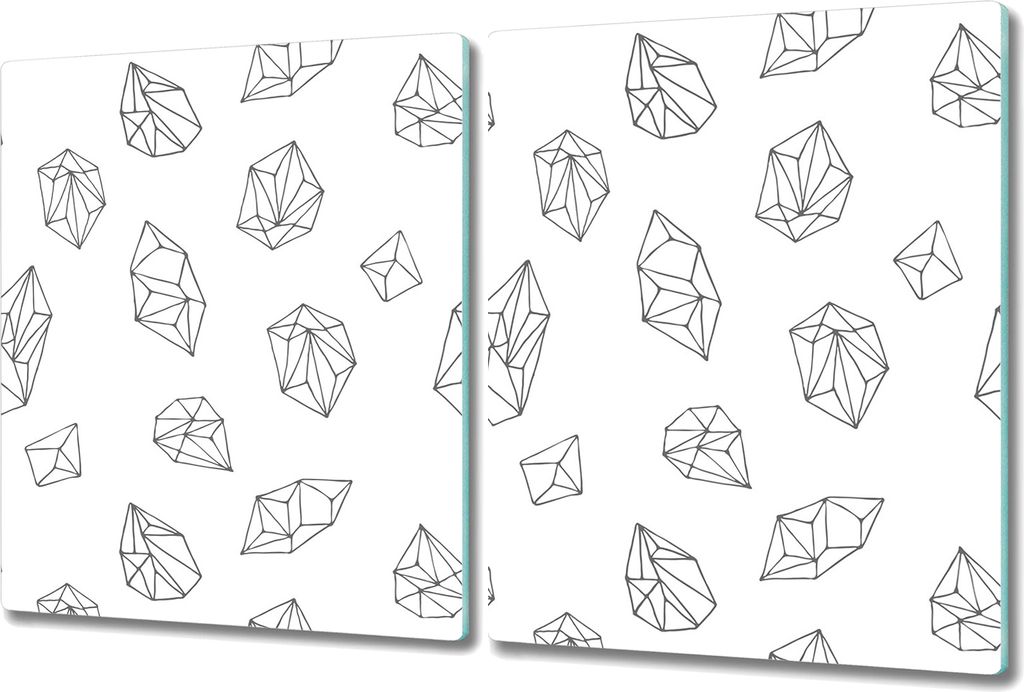 Herd-Abdeckplatte Glas Schneidebrett Glaskeramikfeld-Abdeckung - 2x 40x52 cm - Polygonale Formen