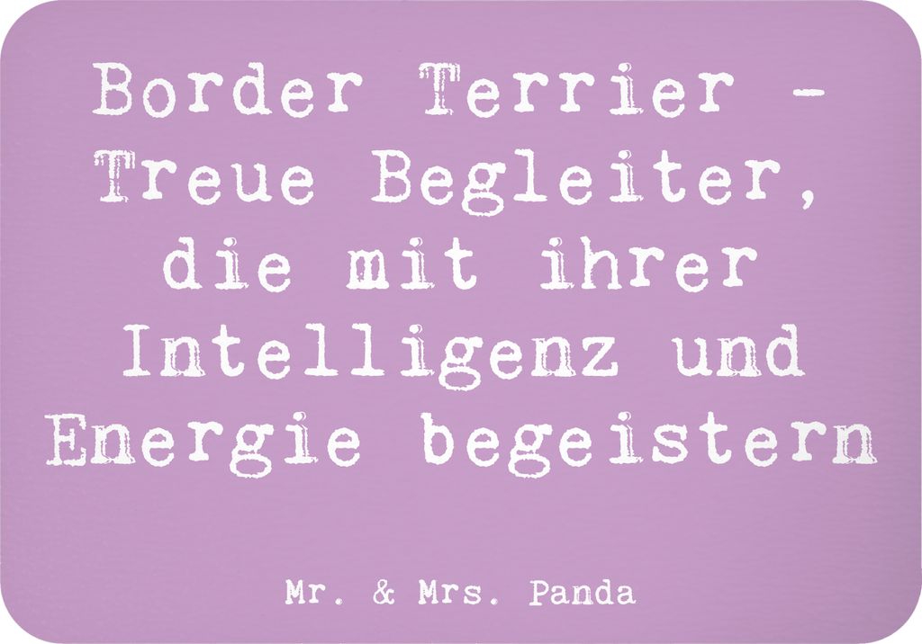 Mr. & Mrs. Panda rechteckmagnet Spruch Border Terrier Freunde - Lavendeltraum - Geschenk, haftmagnet, liebenswert, loyal, raues Fell, intelligente ...