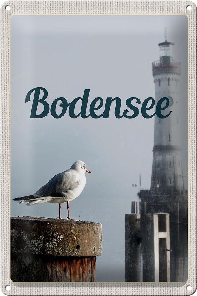 Blechschild Reise 20x30cm Bodensee Deutschland Leuchtturm Produktbild 