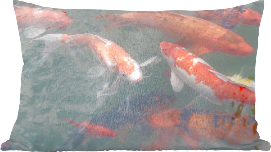 MuchoWow Zierkissen Sofakissen Wohnzimmer Dekokissen 50x30 cm Mehrere Koi-Karpfen - Wohnzimmerdekoration - Polster mit Photo