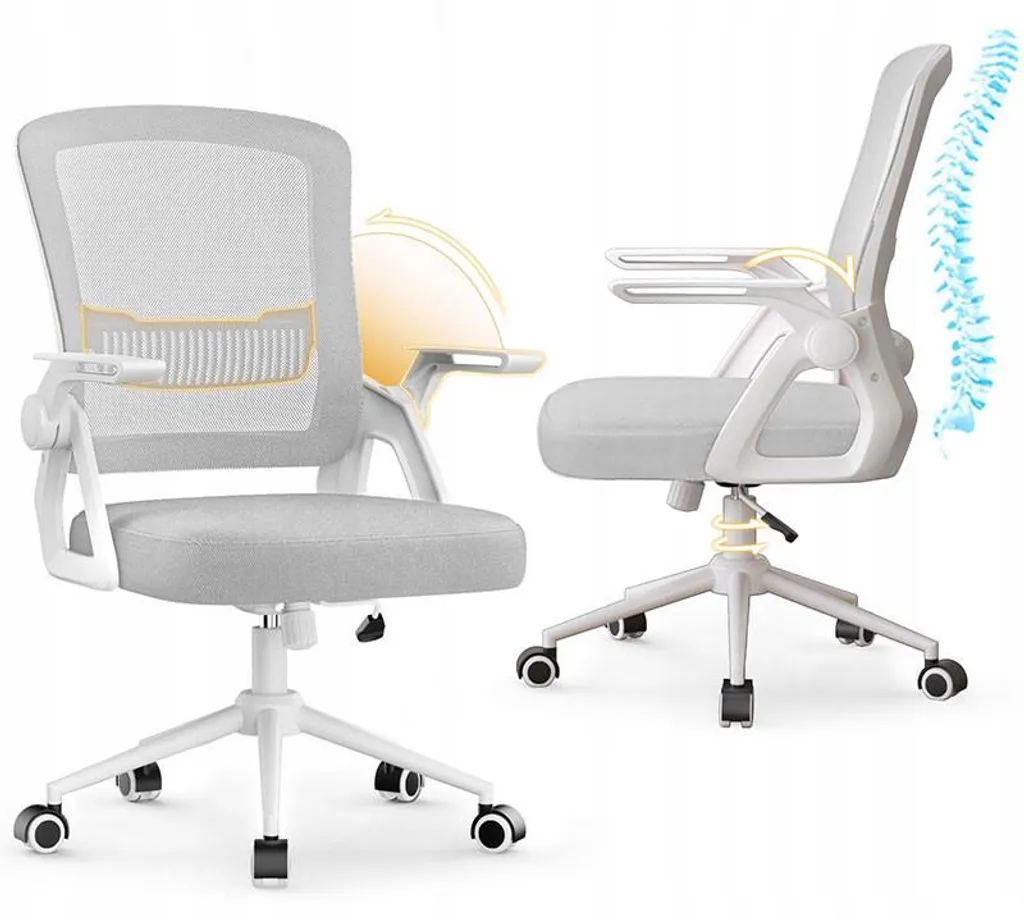 Chaise de bureau ergonomique grise pour télétravail et mal de dos