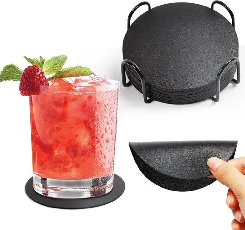 Pieds de verre lot de 12 noir fini cuir synthétique haute résistance