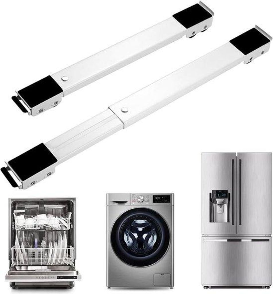 Rollen-Unterfahrsatz mit Bremsfunktion, 2 Stück, einstellbar, 45-72 cm, herausziehbares Rillensystem, Rollen für Möbel, Küche, Schlafzimmer