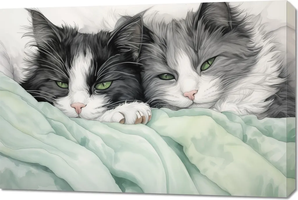 Quadro 90x60 cm Due gattine rilassate