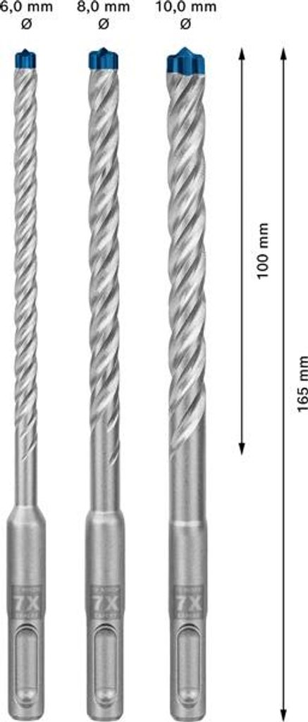 EXPERT SDS plus-7X Hammerbohrer-Set, 6/8/10x100x165 mm, Produktbild 