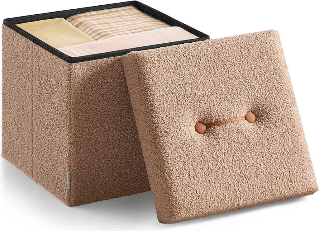 Pouf de rangement pliant Rootz marron - Coffre de salon cubique de 43L